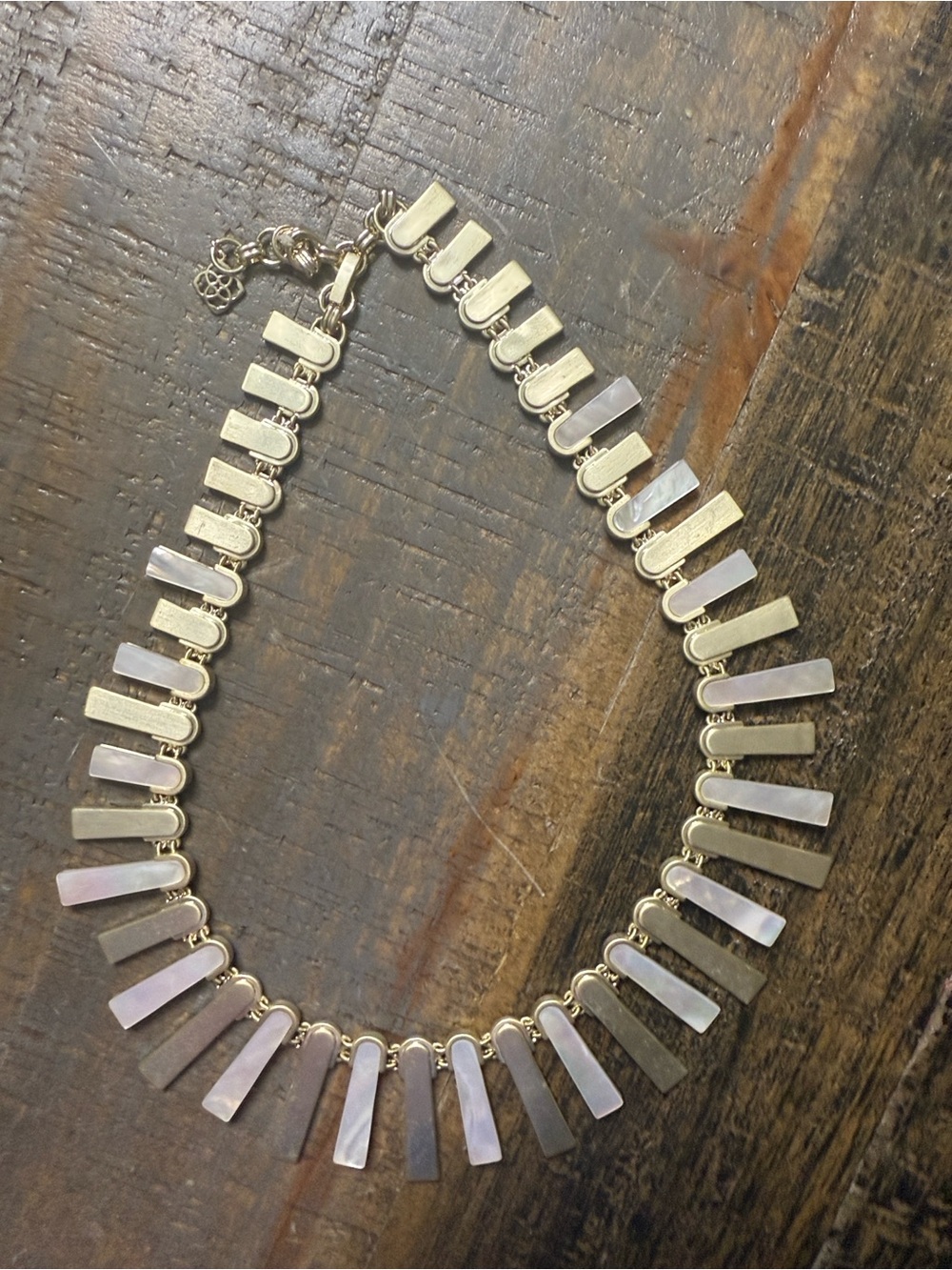 Kendra Scott Chet Collar Statement Necklace Gold tone and Mother of Pearl